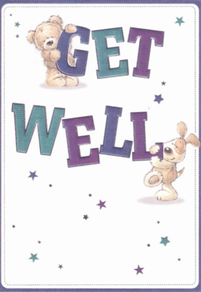 Embodying the nurturing spirit of West Green, this charming get well card is almost like a bouquet in illustration-a perfect companion to those thoughtfully arranged by local florists. At its heart, a whimsical bear and a floppy-eared puppy bring a sense of innocent joy, their forms rounded and full, rendered with gentle brushwork that suggests velvety softness. The typography-big, playful letters in gradients of purple, teal, and blue-anchors the layout, their shadows lending a tangible weight, as if the words themselves offer support. Scattered across the scene are starbursts, each one painted in cool North London hues, reminiscent of an evening sky over Chestnuts Park. The lighting is clean and airy, washing the figures in a soft glow that speaks of hope and freshness, like the morning air along West Green Road. The bear's plush fur and the puppy's downy ears are drawn with such care that one can almost feel their inviting textures, embodying the comfort of a get well gift. As you send this card with a bright, hand-tied bouquet, it becomes more than a message-it is an act of genuine care, a small celebration designed to lift the spirits of someone you cherish in the West Green community.
